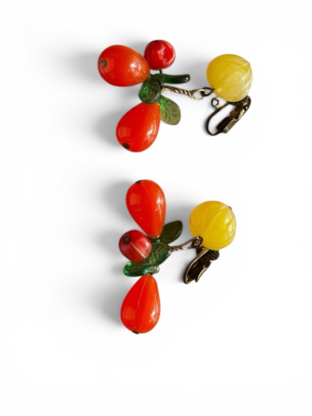 Germany Marked Fruit Drop Clip-On Earrings - Yellow & Orange Germany - Picture 3 of 3